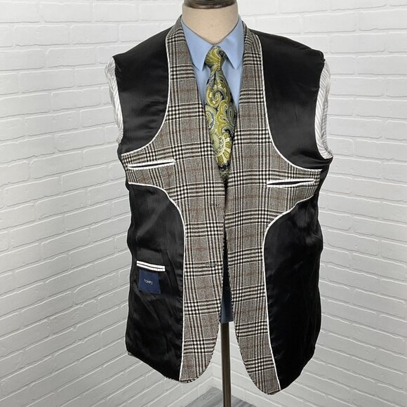 Hickey Blazer Men‎ 42R Black Brown Big Houndstooth Plaid Wool Suit Jacket VTG - Picture 6 of 14